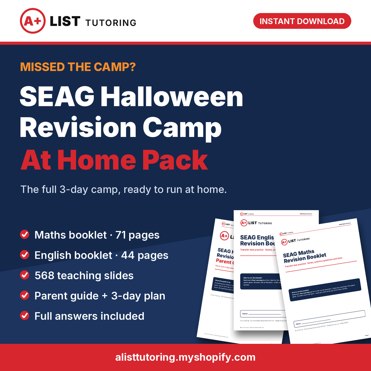 SEAG Halloween Revision Camp โ At Home Pack