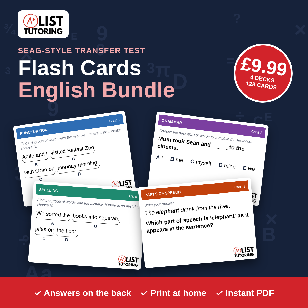 SEAG Transfer Test Flash Cards: English Bundle (4 Decks) PDF