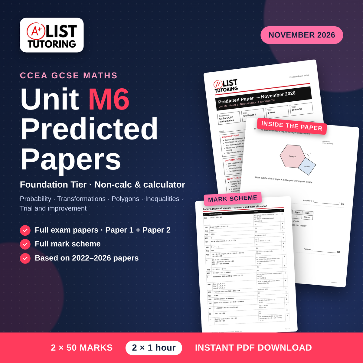 CCEA GCSE Maths M6 Predicted Papers November 2026 PDF