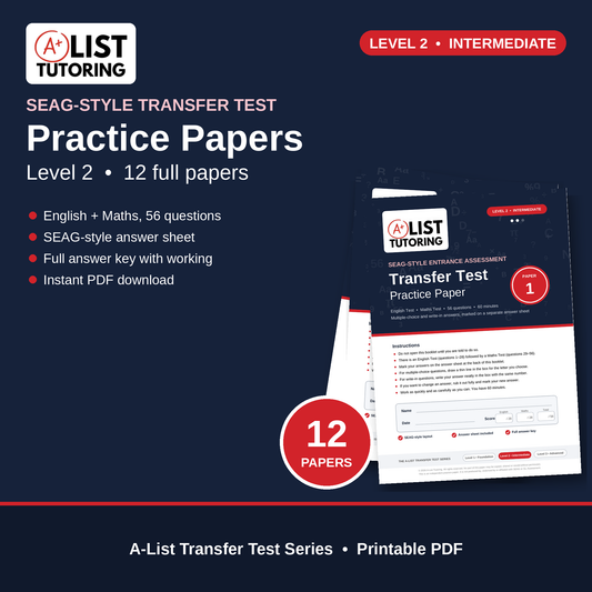 SEAG Transfer Test Practice Papers – Level 2 (Intermediate) – 12 Papers PDF