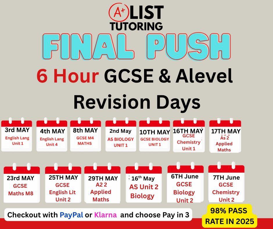 ALEVEL FINAL PUSH - 6 HOUR REVISION DAYS (may/June)