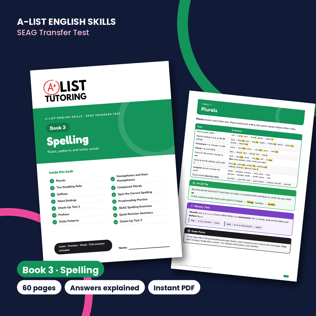 SEAG Transfer Test English Book 3: Spelling PDF