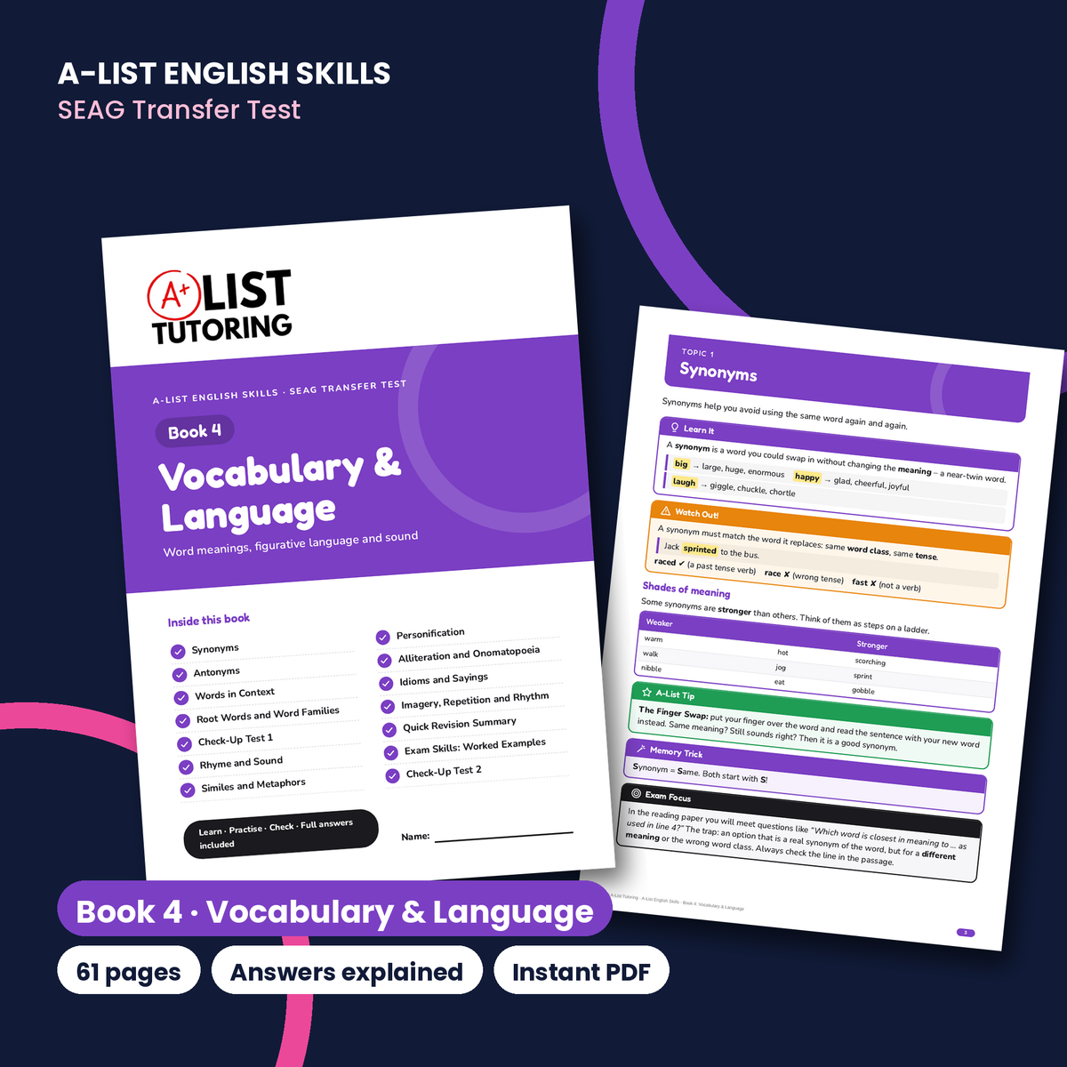 SEAG Transfer Test English Book 4: Vocabulary & Language PDF